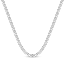 Men's Diamond Double-Row Tennis Necklace 4 ct tw Sterling Silver 20"