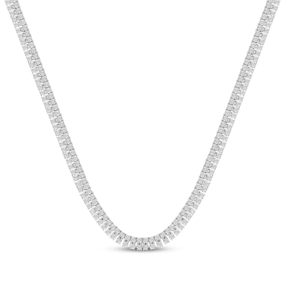 Men's Diamond Double-Row Tennis Necklace 4 ct tw Sterling Silver 20"