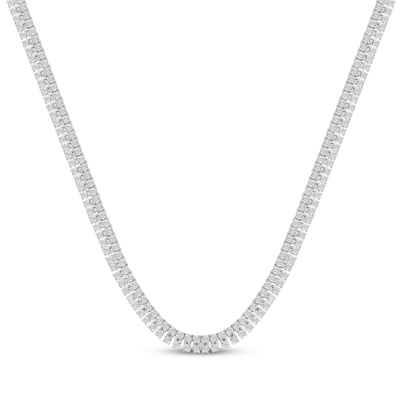 Main Image 1 of Men's Diamond Double-Row Tennis Necklace 4 ct tw Sterling Silver 20"