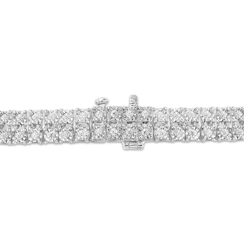 Main Image 2 of Men's Diamond Double-Row Tennis Necklace 4 ct tw Sterling Silver 20"