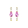 Thumbnail Image 2 of STUDIO BY KAY Pear-Shaped Pink Lab-Created Sapphire & White Lab-Created Sapphire Hoop Earrings 24K Yellow Gold Vermeil Sterling Silver