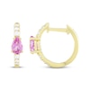 Thumbnail Image 3 of STUDIO BY KAY Pear-Shaped Pink Lab-Created Sapphire & White Lab-Created Sapphire Hoop Earrings 24K Yellow Gold Vermeil Sterling Silver
