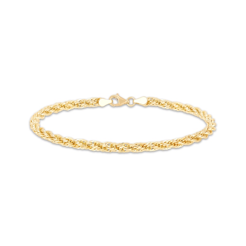 Main Image 1 of 4.8mm Diamond-Cut Tuscany Rope Chain Bracelet Hollow 10K Yellow Gold 7.5"