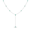 Thumbnail Image 1 of Pear-Shaped Lab-Created Emerald & White Lab-Created Sapphire Y-Drop Necklace Sterling Silver 18"