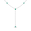 Thumbnail Image 2 of Pear-Shaped Lab-Created Emerald & White Lab-Created Sapphire Y-Drop Necklace Sterling Silver 18"