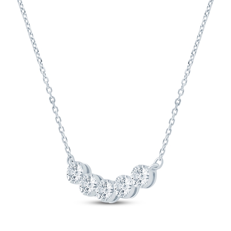Main Image 2 of KAY Lab-Grown Diamonds Smile Necklace 1 ct tw 10K White Gold 18"