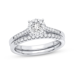 Now + Forever Round-Cut Diamond Halo Bridal Set 3/8 ct tw 10K White Gold