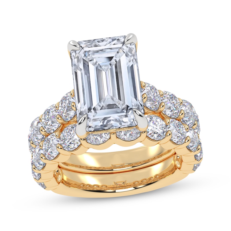 Main Image 1 of Now + Forever Lab-Grown Diamonds Emerald-Cut Bridal Set 10 ct tw 14K Yellow Gold