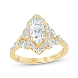 Monique Lhuillier Bliss Certified Marquise-Cut Lab-Grown Diamond Halo Engagement Ring 2 ct tw 18K Yellow Gold