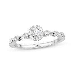 Now + Forever Certified Lab-Grown Diamonds Round-Cut Halo Engagement Ring 1/3 ct tw 10K White Gold