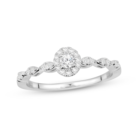 Now + Forever Certified Lab-Grown Diamonds Round-Cut Halo Engagement Ring 1/3 ct tw 10K White Gold