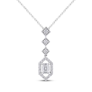 Neil Lane Artistry Emerald & Round-Cut Lab-Grown Diamond Necklace 1-1/2 ct tw 14K White Gold 18"