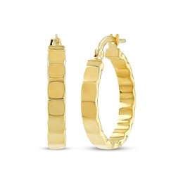Geometric Pattern Hoop Earrings Hollow 10K Yellow Gold 20mm