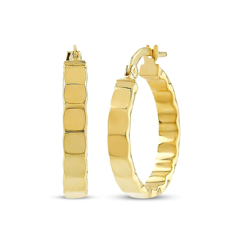Main Image 1 of Geometric Pattern Hoop Earrings Hollow 10K Yellow Gold 20mm