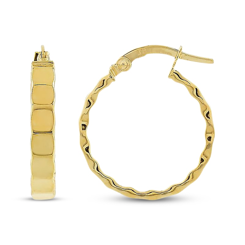 Main Image 3 of Geometric Pattern Hoop Earrings Hollow 10K Yellow Gold 20mm