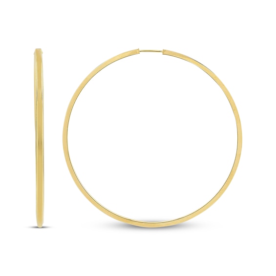 Flex Endless Hoop Earrings Hollow 10K Yellow Gold 34mm
