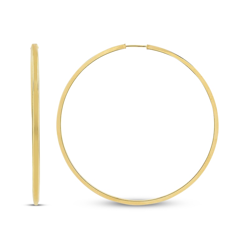 Main Image 1 of Flex Endless Hoop Earrings Hollow 10K Yellow Gold 34mm