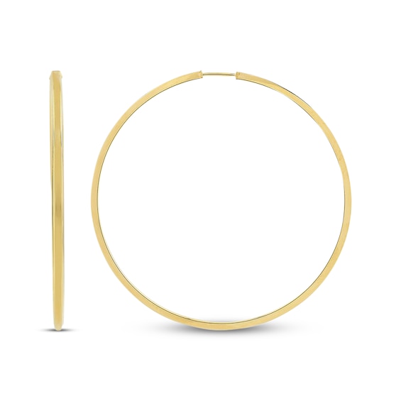 Flex Endless Hoop Earrings Hollow 10K Yellow Gold 44mm