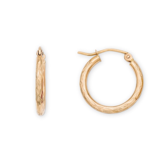 Rocksbox The Everyday 17mm Textured Hoop Earrings 14K Yellow Gold