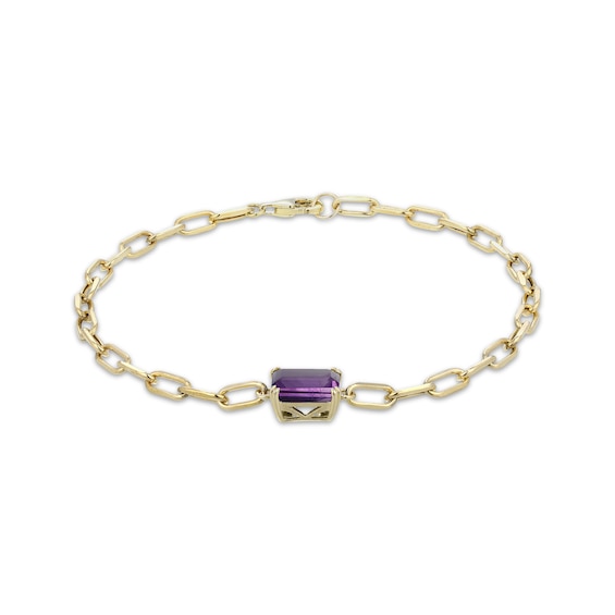 STUDIO BY KAY Emerald-Cut Amethyst Solitaire Bracelet 24K Yellow Gold Vermeil Sterling Silver 7.25