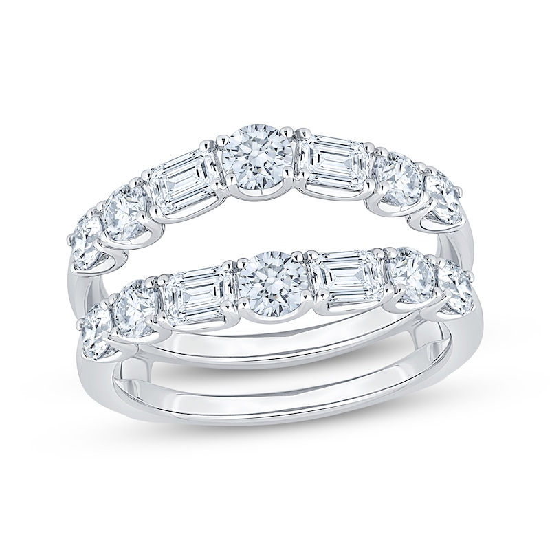 Main Image 1 of Now + Forever Lab-Grown Diamonds Emerald & Round-Cut Enhancer Ring 2 ct tw 14K White Gold