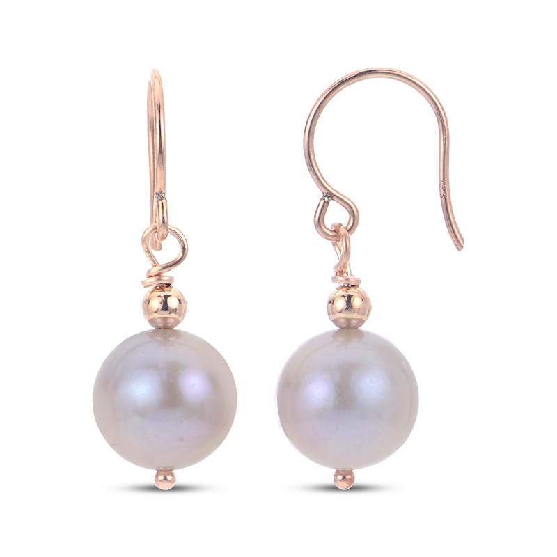 Main Image 1 of Light Purple Cultured Pearl & Bead Drop Earrings 14K Rose Gold