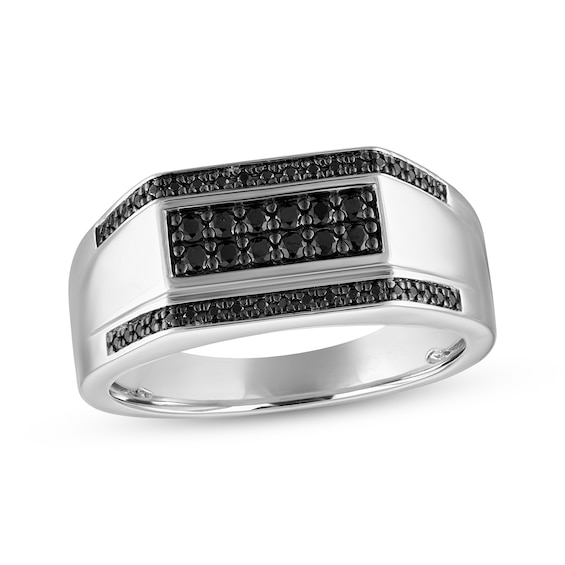 Men's Black Diamond Fashion Ring 3/8 ct tw Sterling Silver