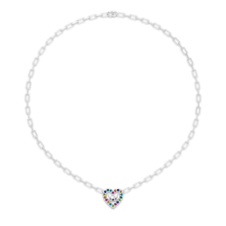 Disney Treasures Lilo & Stitch Multi-Stone Heart Necklace Sterling Silver 18"