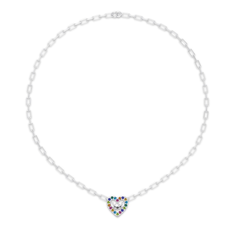 Main Image 1 of Disney Treasures Lilo & Stitch Multi-Stone Heart Necklace Sterling Silver 18"