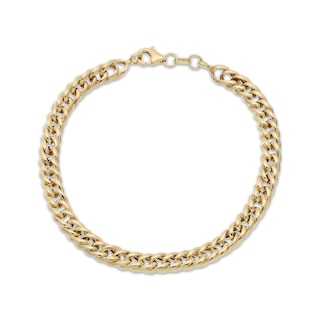 5.2mm Double Layer Inverted Curb Chain Bracelet Hollow 10K Yellow Gold 7.5"