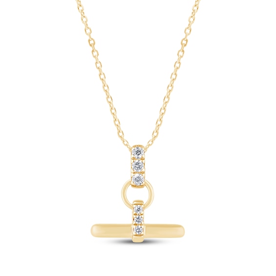 KAY Lab-Grown Diamonds Mini Toggle Bar Necklace 1/20 ct tw 10K Yellow Gold 18"