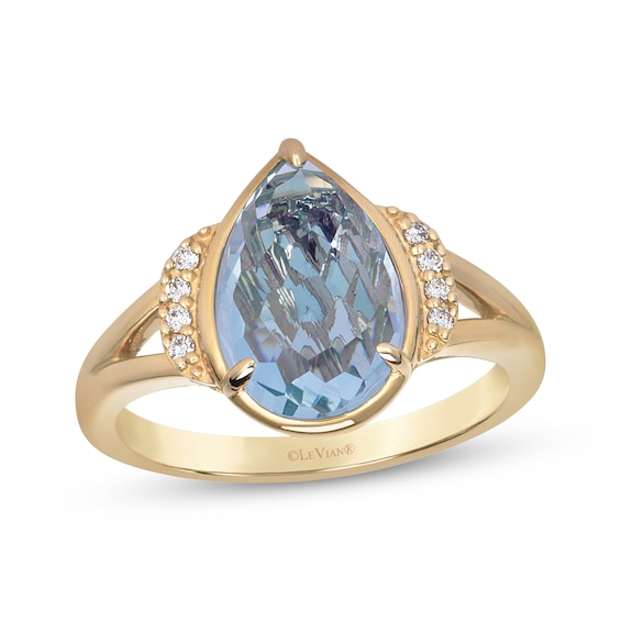 Le Vian Pear-Shaped Natural Blue Topaz & Diamond Accent Ring 14K Honey Gold