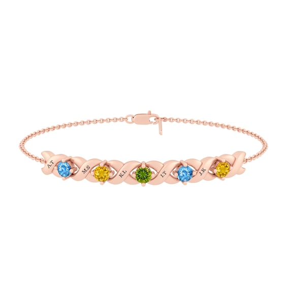 Birthstone Family & Mother's Bracelet (2-5 Stones and Lines)