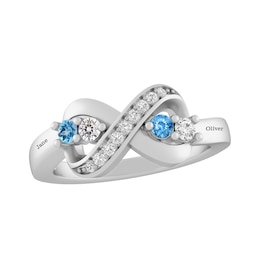 Birthstone Family & Mother's Infinity Ring (4 Stones and 2 Lines)