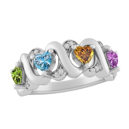 Birthstone Family & Mother's Heart Ring (4 Stones)