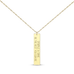 Vertical Rectangle Tag Necklace 10K Yellow Gold 18”