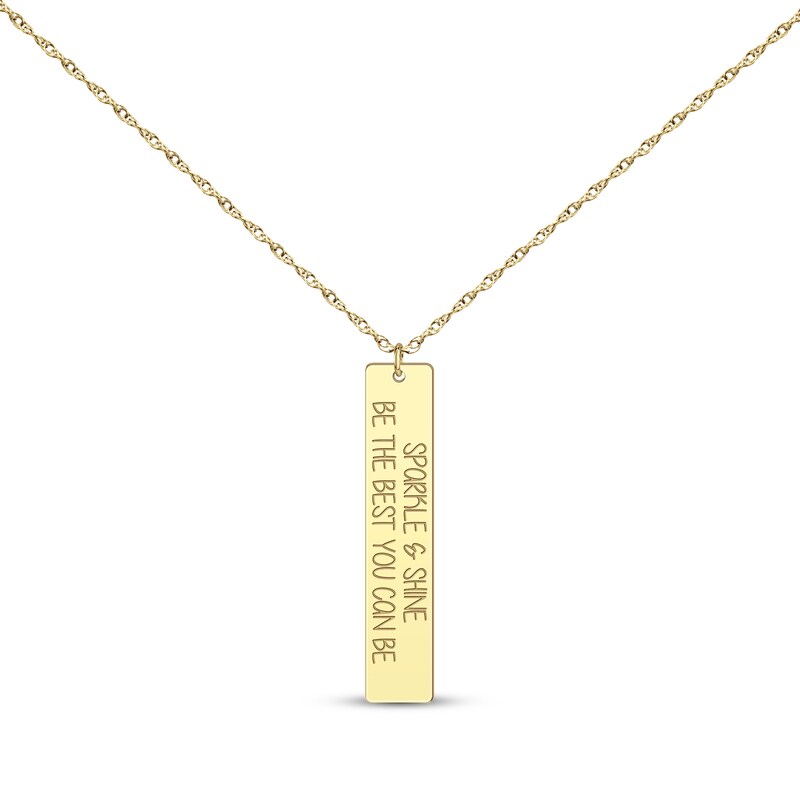 Main Image 1 of Vertical Rectangle Tag Necklace 10K Yellow Gold 18”