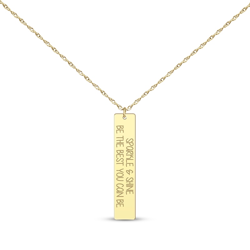 Main Image 1 of Vertical Rectangle Tag Necklace 14K Yellow Gold 18”