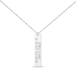 Vertical Rectangle Tag Necklace Sterling Silver 18”
