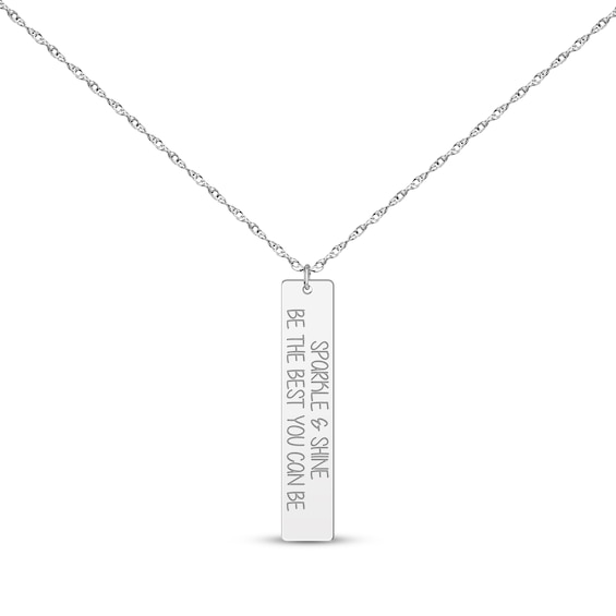Vertical Rectangle Tag Necklace Sterling Silver 18”