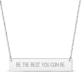 Horizontal Rectangle Bar Necklace 10K White Gold 18”