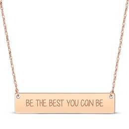 Horizontal Rectangle Bar Necklace 14K Rose Gold 18”