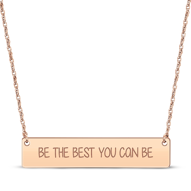 Main Image 1 of Horizontal Rectangle Bar Necklace 14K Rose Gold 18”