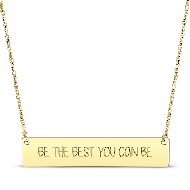 Main Image 1 of Horizontal Rectangle Bar Necklace 14K Yellow Gold 18”