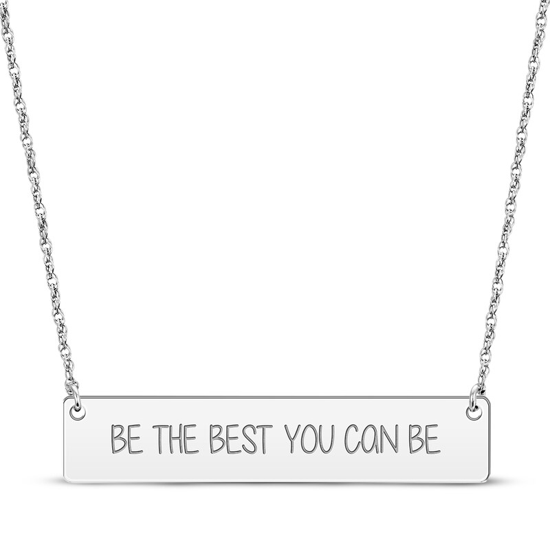 Main Image 1 of Horizontal Rectangle Bar Necklace Sterling Silver 18”