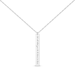 Thin Vertical Rectangle Tag Necklace 10K White Gold 18”