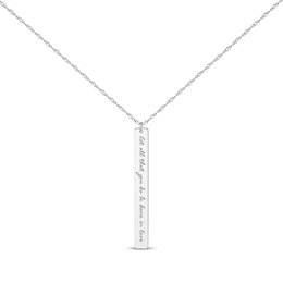 Thin Vertical Rectangle Tag Necklace Sterling Silver 18”
