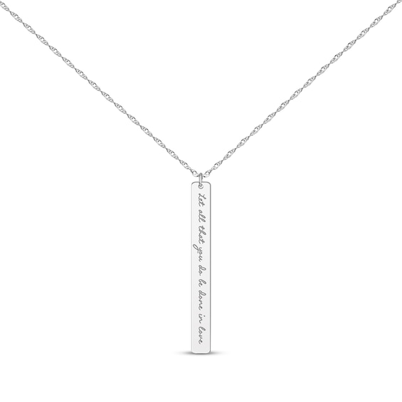 Thin Vertical Rectangle Tag Necklace Sterling Silver 18”