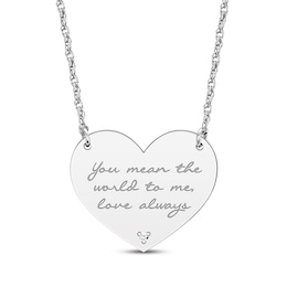 Diamond Accent Heart Necklace 10K White Gold 18”