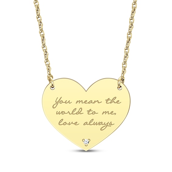 Diamond Accent Heart Necklace 10K Yellow Gold 18”